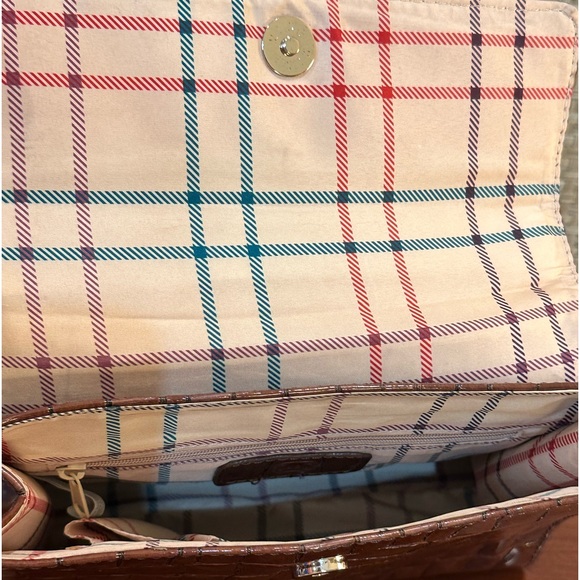 🌟HP🌟VTG 1990s Faux Brown Croco Vinyl Satchel Style Handbag by Liz Claiborne - Picture 7 of 14